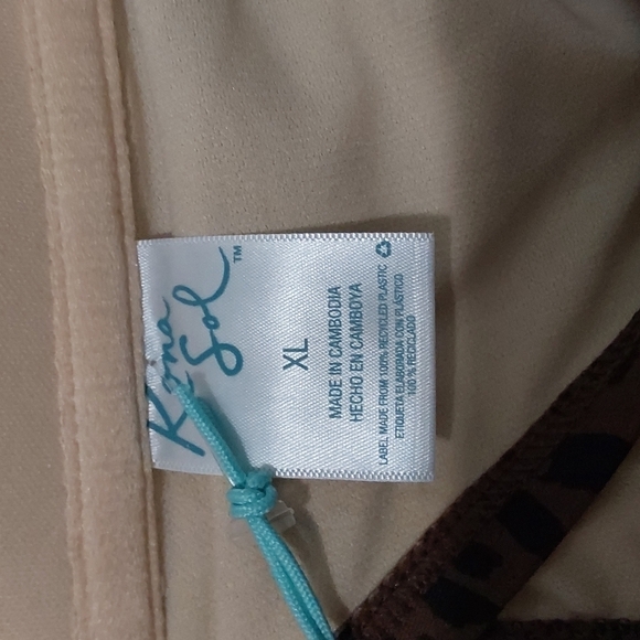 Brown Animal Print Bandeau Flounce High Coverage Swimsuit | Kona Sol | X Large - Picture 10 of 11